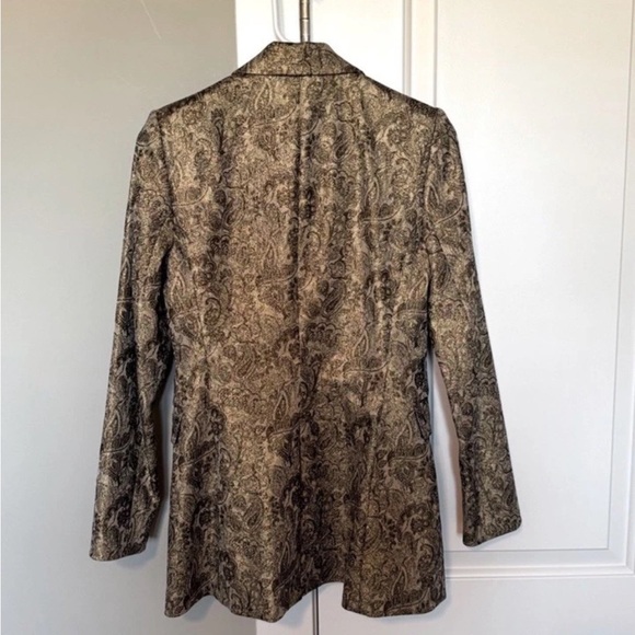 Alice + Olivia gold sparkle paisley blazer jacket size 4 - Picture 2 of 3
